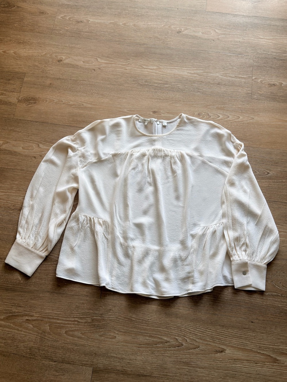 Vince Cream Long-Sleeve Peasant Top